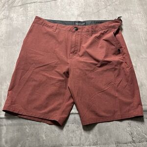 Quiksilver Shorts Mens 36 Red Amphibian Hybrid Chino Quick Dry 4 Way Preppy Logo